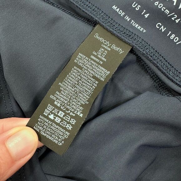 Sweaty Betty zero gravity navy leggings with pink piping 14 - Picture 9 of 13